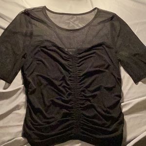 Black polyester shirt with sheer top
